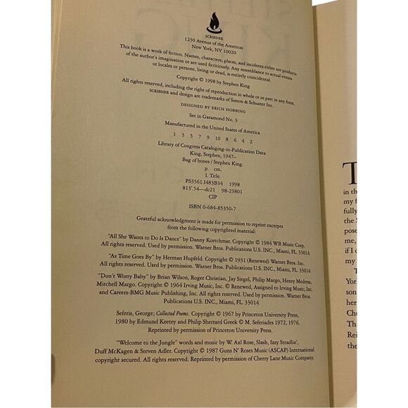 Bag Of Bones By Steven King Hardcover Book Horror Novel - Picture 8 of 12